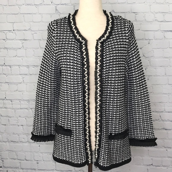 Peter Nygard Jackets & Blazers - PETER NYGARD Black & White Knit Jacket sz M